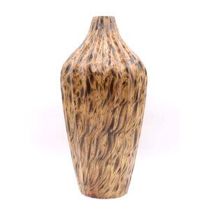 Hand Turned Wood Vessel Dry Vase Intricate Pattern 12x4.5" Decor Spalted Wood